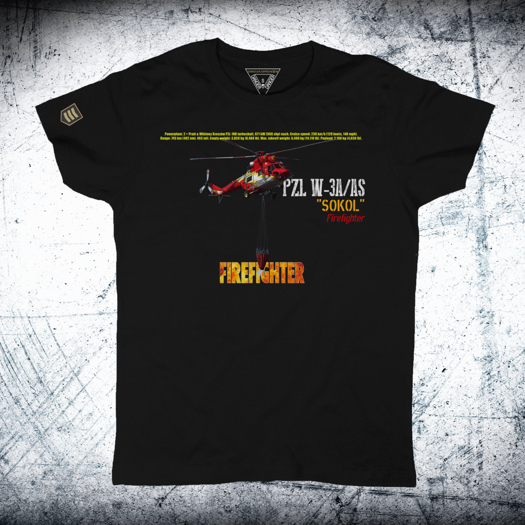 Camiseta Firefighter Helicóptero Sokol W-3A/AS - Color Negro - Bomberos Forestales Escuadrones
