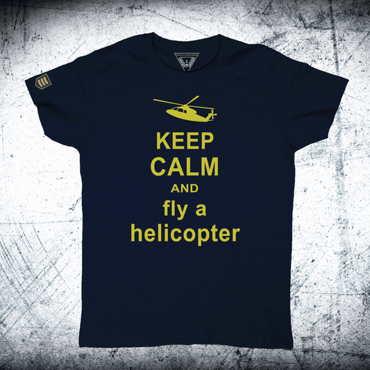 Camiseta KEEP CALM AND FLY AND HELICOPTER
