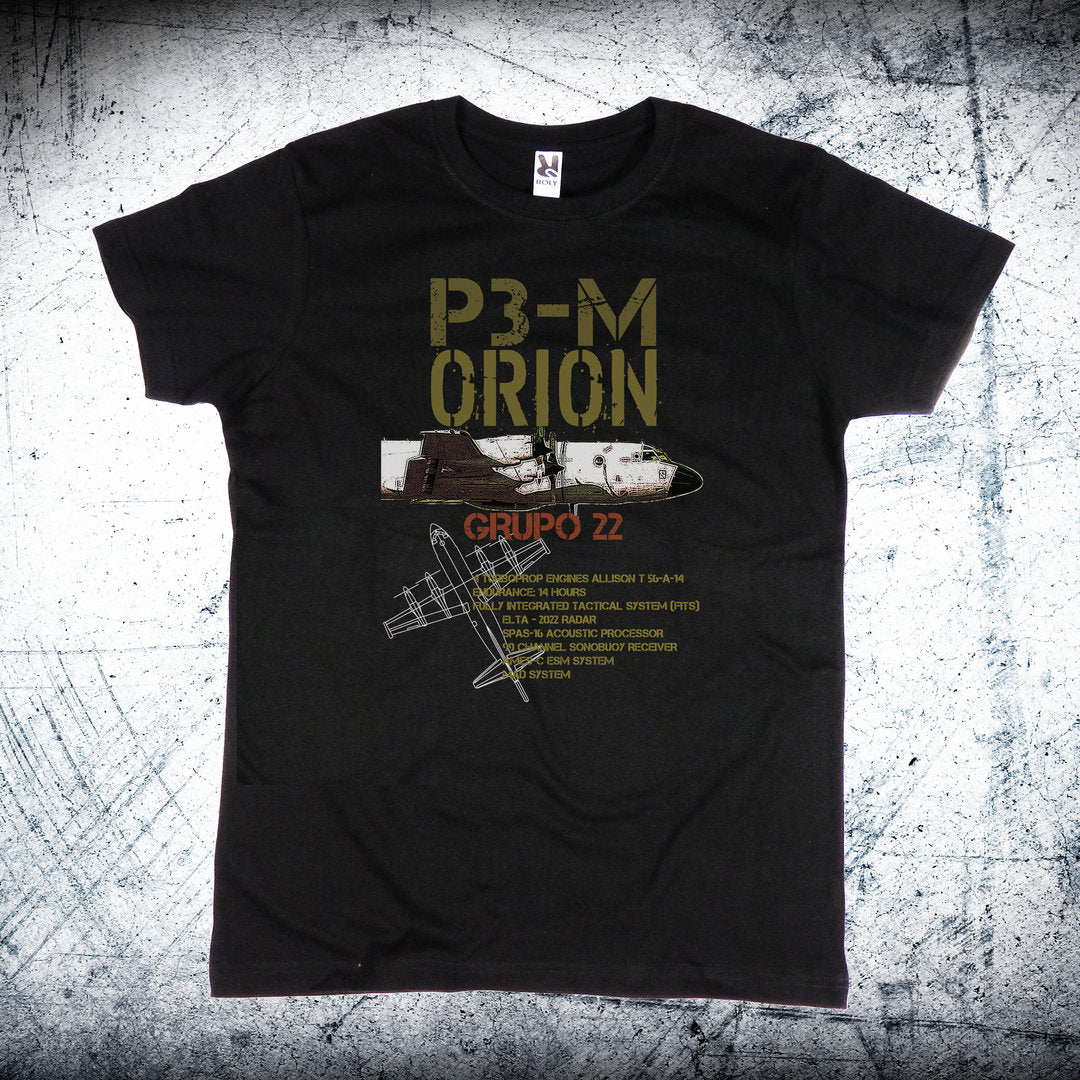Camiseta P-3 Orion Ordnance con esquema técnico de armamento - Diseño mantenimiento patrulla marítima - 100% algodón premium