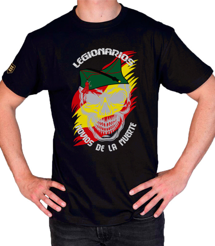 Camiseta negra Legión Española para legionarios y veteranos del Ejército de Tierra
