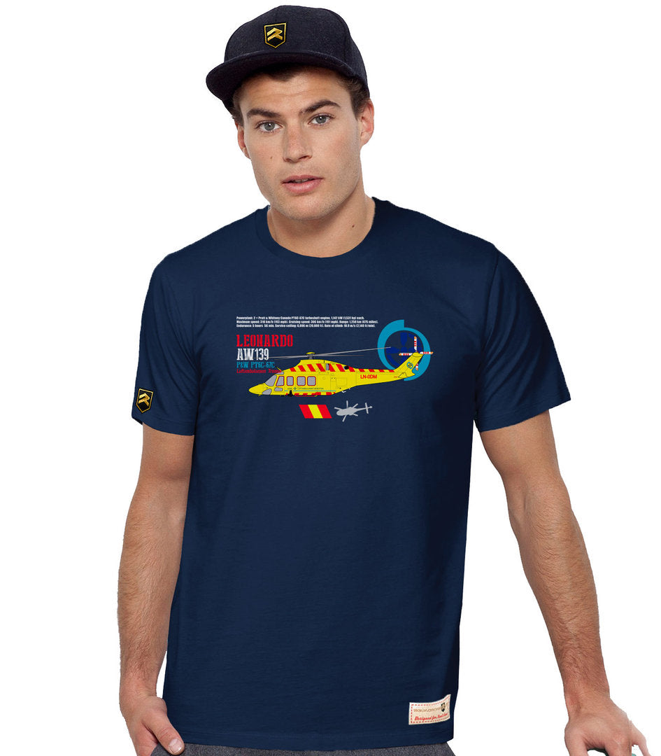 Camiseta AW-139 Luftambulansetjenesten Tromsø azul marino - Ambulancia aérea rescate ártico
