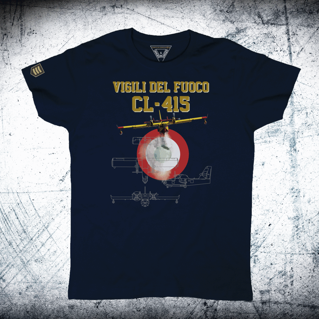Camiseta Roundel CL-415 Vigili del Fuoco - Diseño bomberos Italia aviación contraincendios
