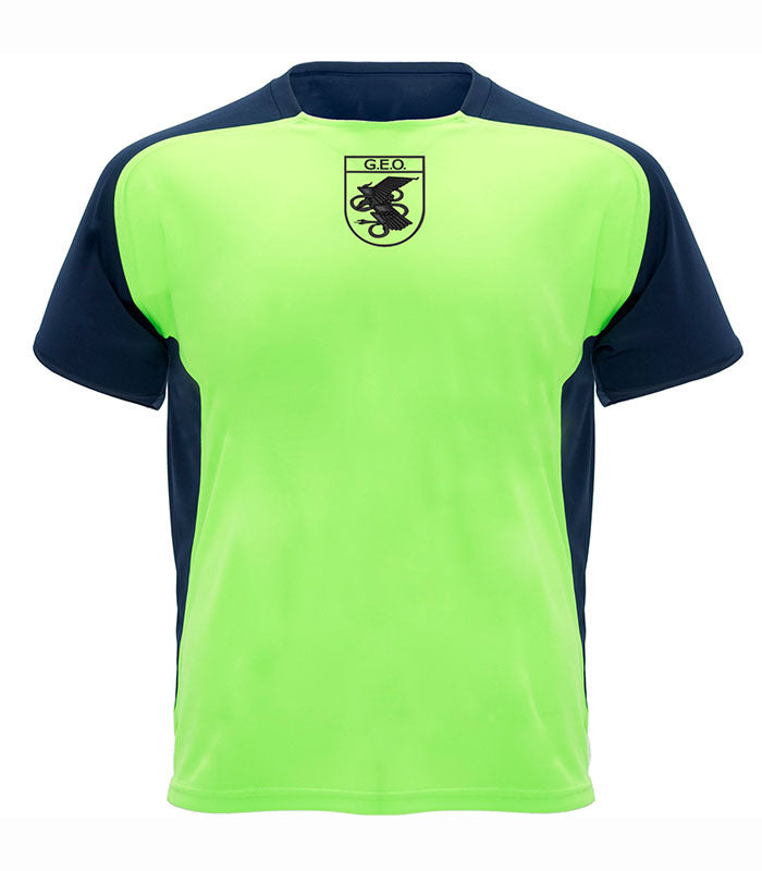 Camiseta técnica verde fluor GEO - diseño Grupo Especial Operaciones
