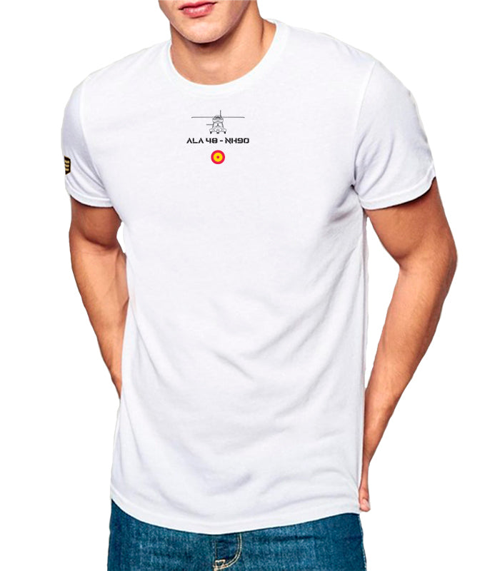 Camiseta militar Ala 48 803 Escuadrón NH90 medallón - Diseño aviación militar estampación HD
