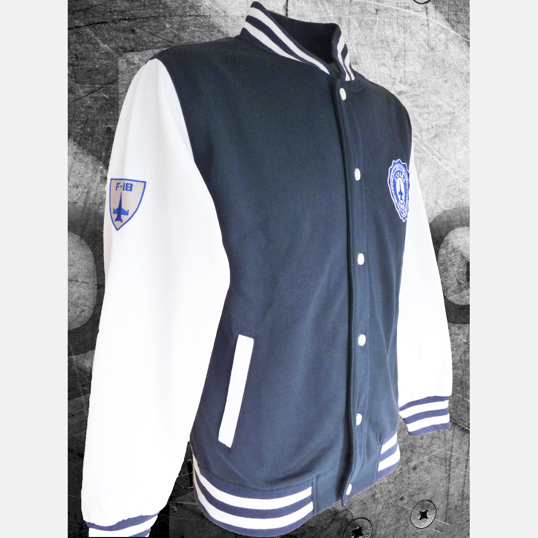 Cazadora universitaria felpa Ala 12 azul marino - Bordados F-18 Hornet oficial Torrejón