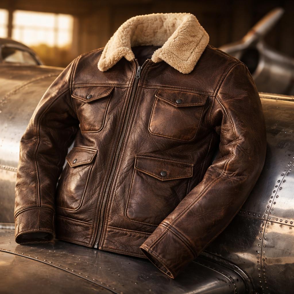 Chaqueta Bomber US Navy A-4 de Piel de Oveja