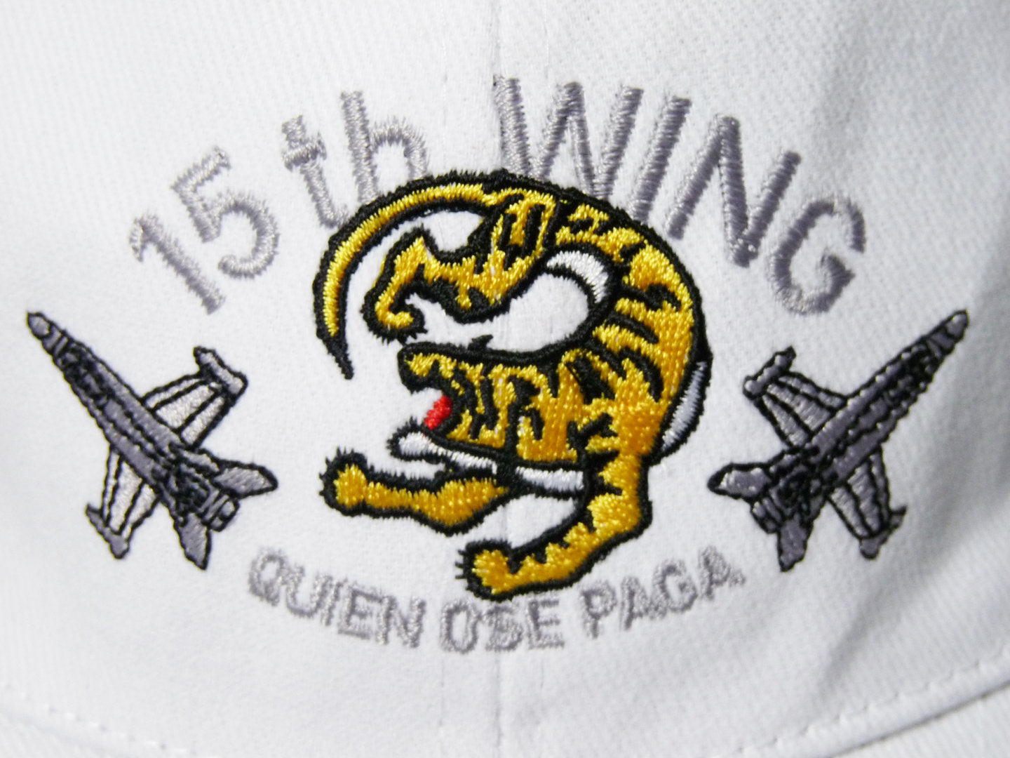 Detalle bordado gorra Tigre Ala 15 Ejército del Aire - calidad superior aviación militar