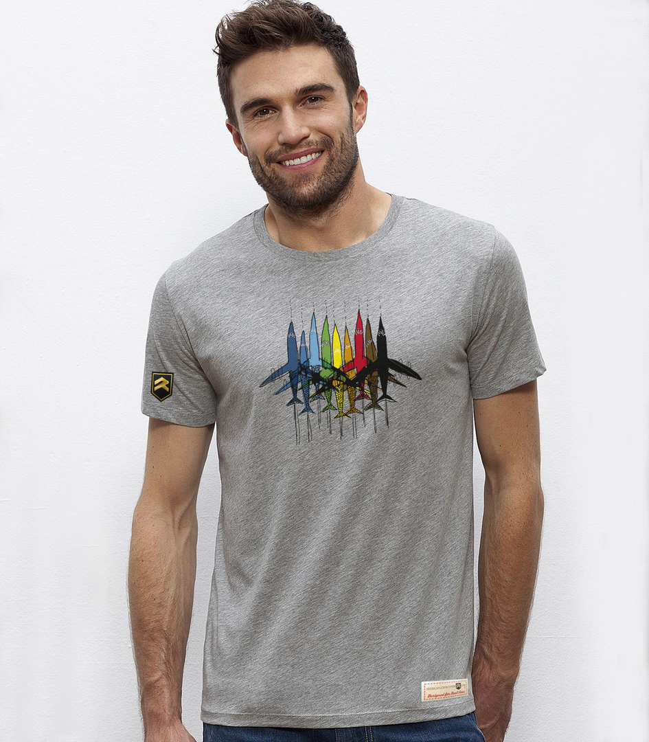 Camiseta Premium SHARK PLANES Colección COLO - Color Gris Jaspeado | Escuadrones
