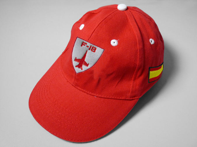 Detalle gorra F/A-18 Hornet bandera española - diseño patriótico aviación caza