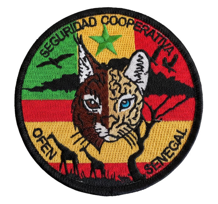 Parche bordado OFEN Marfil Senegal color 9cm con velcro. Oficial de Enlace Ejército del Aire. Misión internacional África
