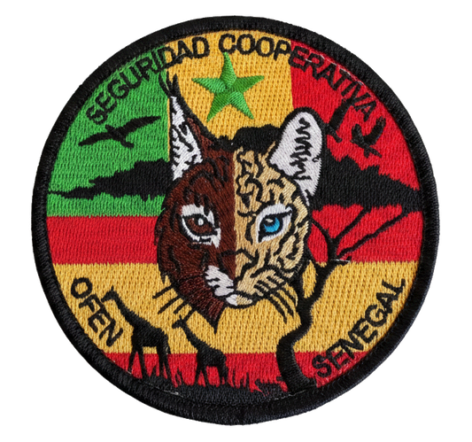 Parche bordado OFEN Marfil Senegal color 9cm con velcro. Oficial de Enlace Ejército del Aire. Misión internacional África
