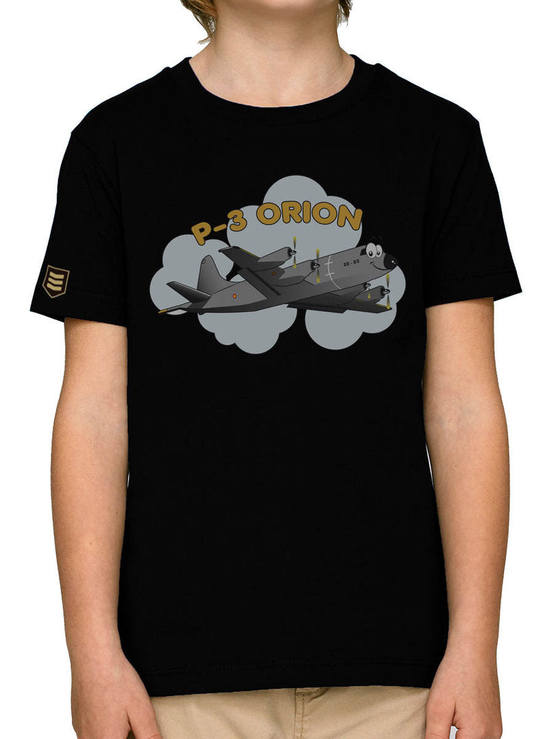 Camiseta infantil P-3 Orion negra, estampación HD print, guerra antisubmarina