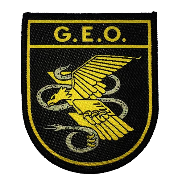 Parche G.E.O. tejido termoadhesivo de 9cm - Grupo Especial de Operaciones Policía Nacional Fuerzas Especiales antiterrorista
