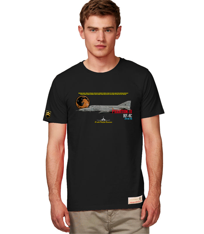 Camiseta RF-4C Phantom II Ala 12 negra- Diseño aviación clásica española