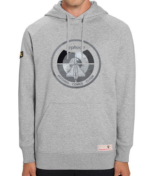 Sudadera gris Programa Eurofighter Typhoon - vista frontal diseño aviación militar europea