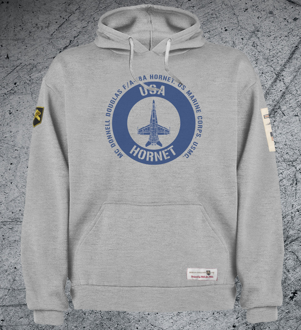 Sudadera F-18 HORNET US MARINE USA premium USMC. Diseño exclusivo F/A-18 Marines. Felpa suave 600g, capucha ajustable. Aviación militar USA. Calidad superior.

