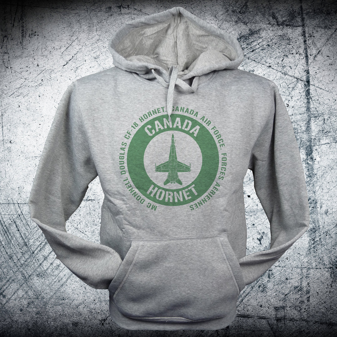 Sudadera HORNET CANADA emblema verde RCAF con capucha y diseño táctico CF-18 Hornet aviación militar canadiense
