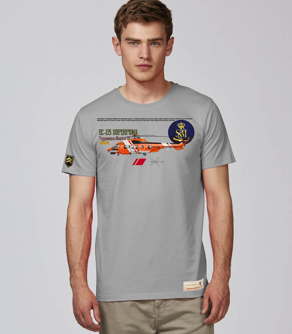 Camiseta EC-225 Superpuma Salvamento Marítimo gris - Helicóptero emergencias marítimas
