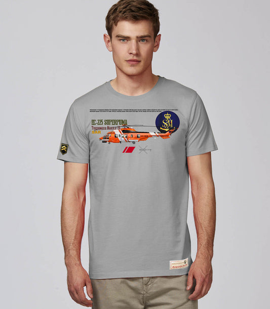 Camiseta EC-225 Superpuma Salvamento Marítimo gris - Helicóptero emergencias marítimas
