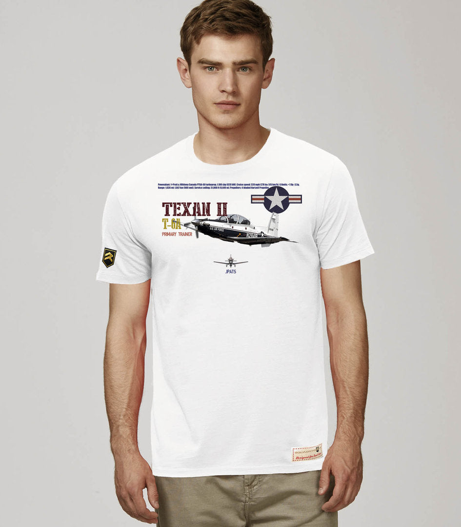 Camiseta T-6 Texan II USAF Premium blanco - Avión entrenamiento turbohélice

