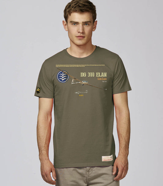 Camiseta DG-300 Elan velero premium caqui - Planeador vuelo a vela alto rendimiento
