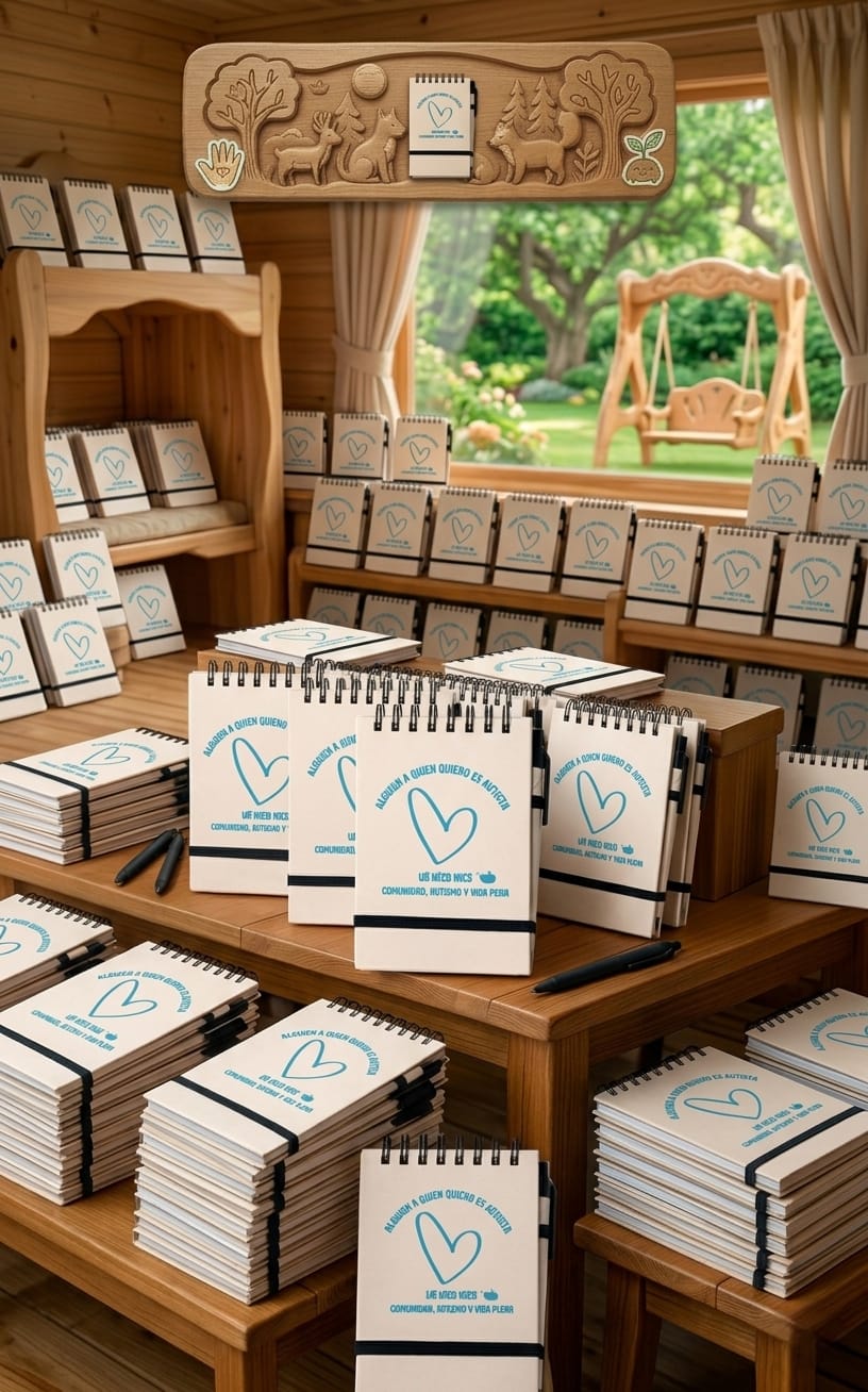 Detalle de libreta A6 UNniconico con bolígrafo integrado y banda elástica - Cartón reciclado 80 hojas a rayas
