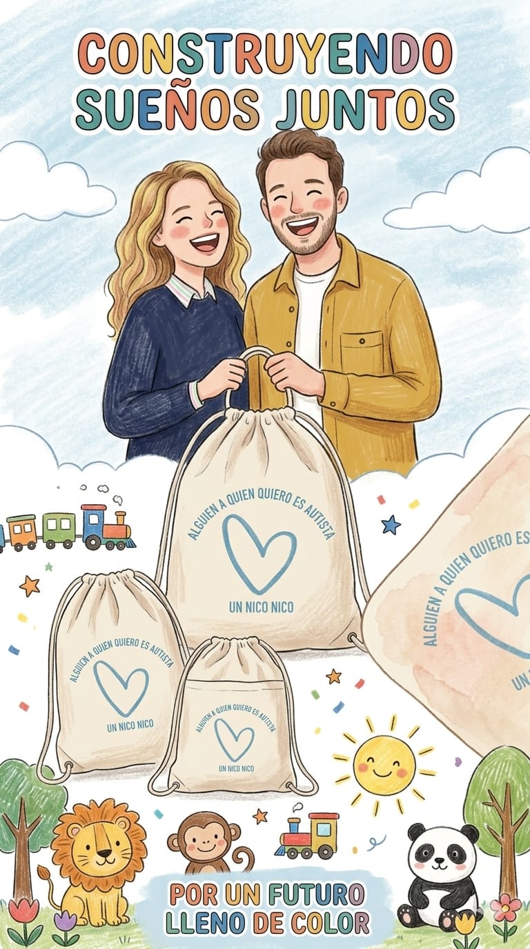 ilustracion de mochila solidaria UNNICONICO con cordones ajustables - Poliéster 180g/m² resistente para uso diario
