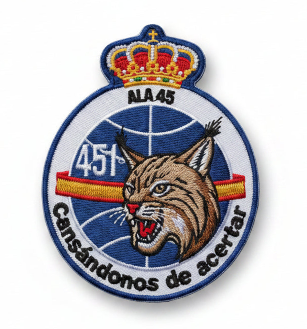 Parche bordado ALA 45 Cansándonos de Acertar con velcro trasero, 10x7,8 cm
