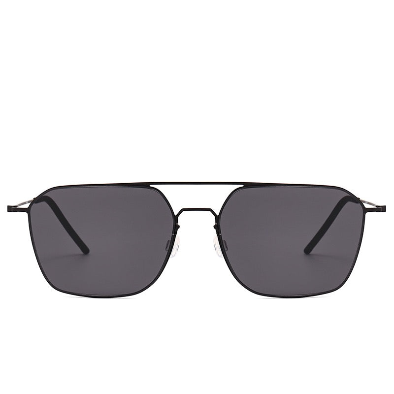 Gafas aviador Cooper PilotVisual 57 en negro con lente gris nylon y montura de acero fino
