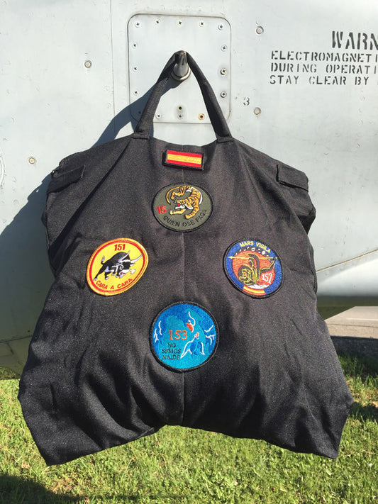 Bolsa de piloto Ala 15 negra con emblema bordado - Aviación española