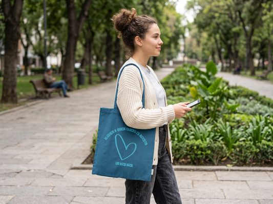 Bolsa solidaria UNNICONICO de cáñamo reutilizable con asas largas de 70cm - Colección sostenible que apoya a personas autistas
