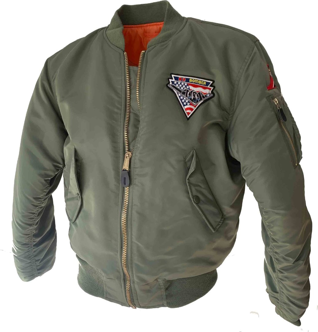 Cazadora Outlet  talla M Bomber oliva con 3 parches