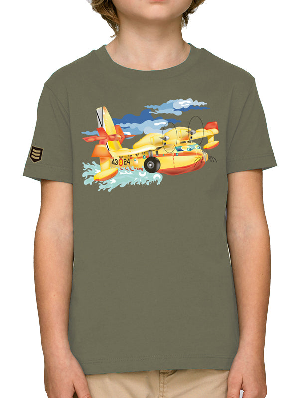 Camiseta infantil Canadair CL-215 43 Grupo caqui - Aviación extinción incendios

