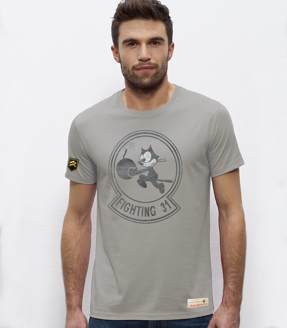 Camiseta Gato Félix escuadrón naval premium gris - VF-31 Tomcatters F-14 Tomcat US Navy
