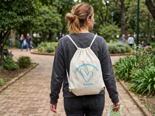 Mochila solidaria UNNICONICO de cordones en poliéster 180g/m² - Colección que apoya a personas autistas y sus familias
