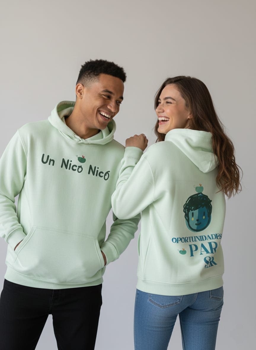 Sudadera UNNICONICO con capucha forrada y cordón plano ajustable