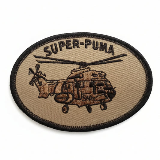 Parche bordado Super Puma AS-332 en acabado árido del ALA 48 SAR - 10x7 cm con velcro, coleccionismo aviación militar española

