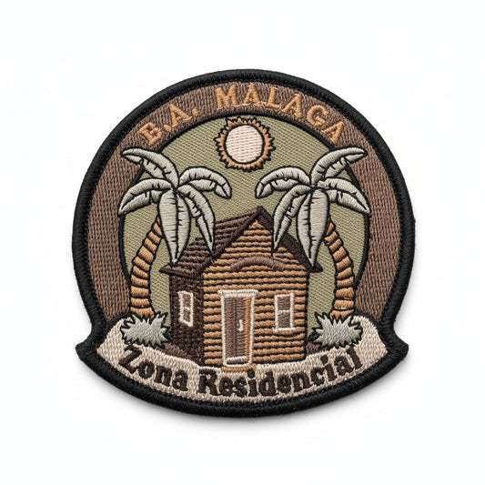 Parche B.A. Málaga Zona Residencial bordado árido con velcro - Base Aérea Málaga 8,5 cm
